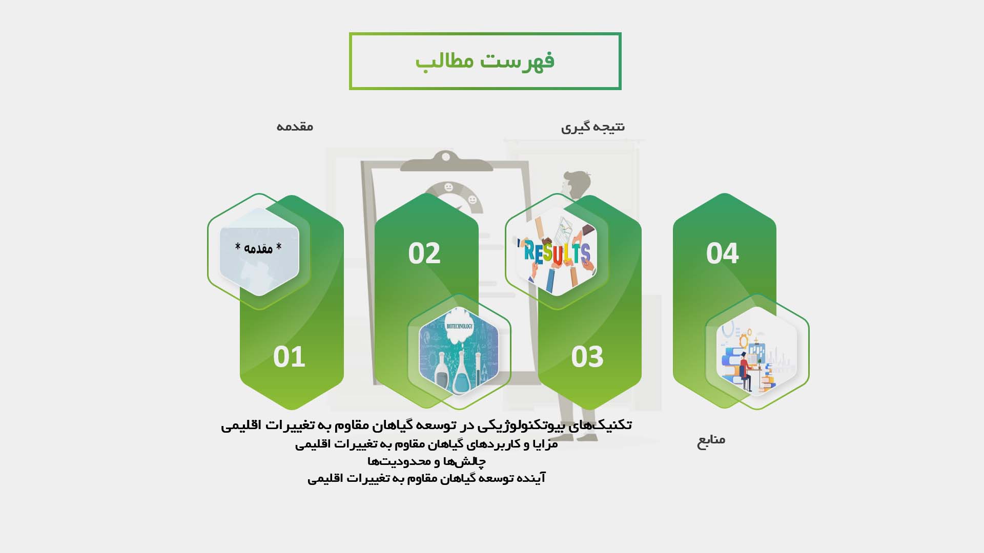 پاورپوینت توسعه گیاهان مقاوم به تغییرات اقلیمی با استفاده از بیوتکنولوژی